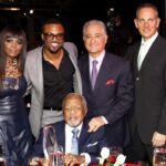 BMI Vice President, Writer-Publisher Relations Catherine Brewton; Executive Director, Writer/Publisher Relations Wardell Malloy; BMI President Del Bryant, and BMI CEO Mike O’Neill, flank 2014 BMI Trailblazers honoree Daryl Coley at the 15th Annual BMI Trailblazers of Gospel Music Awards Luncheon