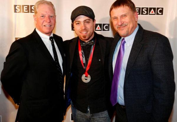 Pictured (left to right): SESAC's Pat Collins with Billboard's Christian Producer of the Year, Seth Mosley and SESAC's John Mullins.
