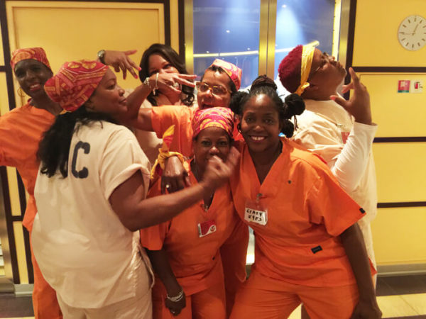 Guests dress up from show Orange is the New Black
