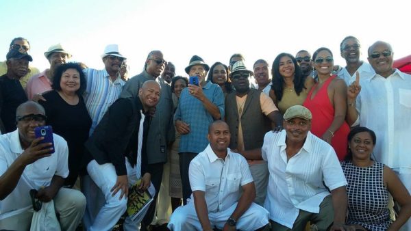 Present and former Radio DJs from KJLH. I was asked why I was not on stage. It was because I had just arrived when they called everybody and my big ass was not going to fall in the sand trying to run up there to take a pic. 