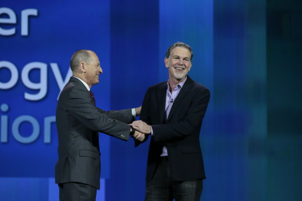 Gary Shapiro welcomes Netflix CEO Reed Hastings to the stage