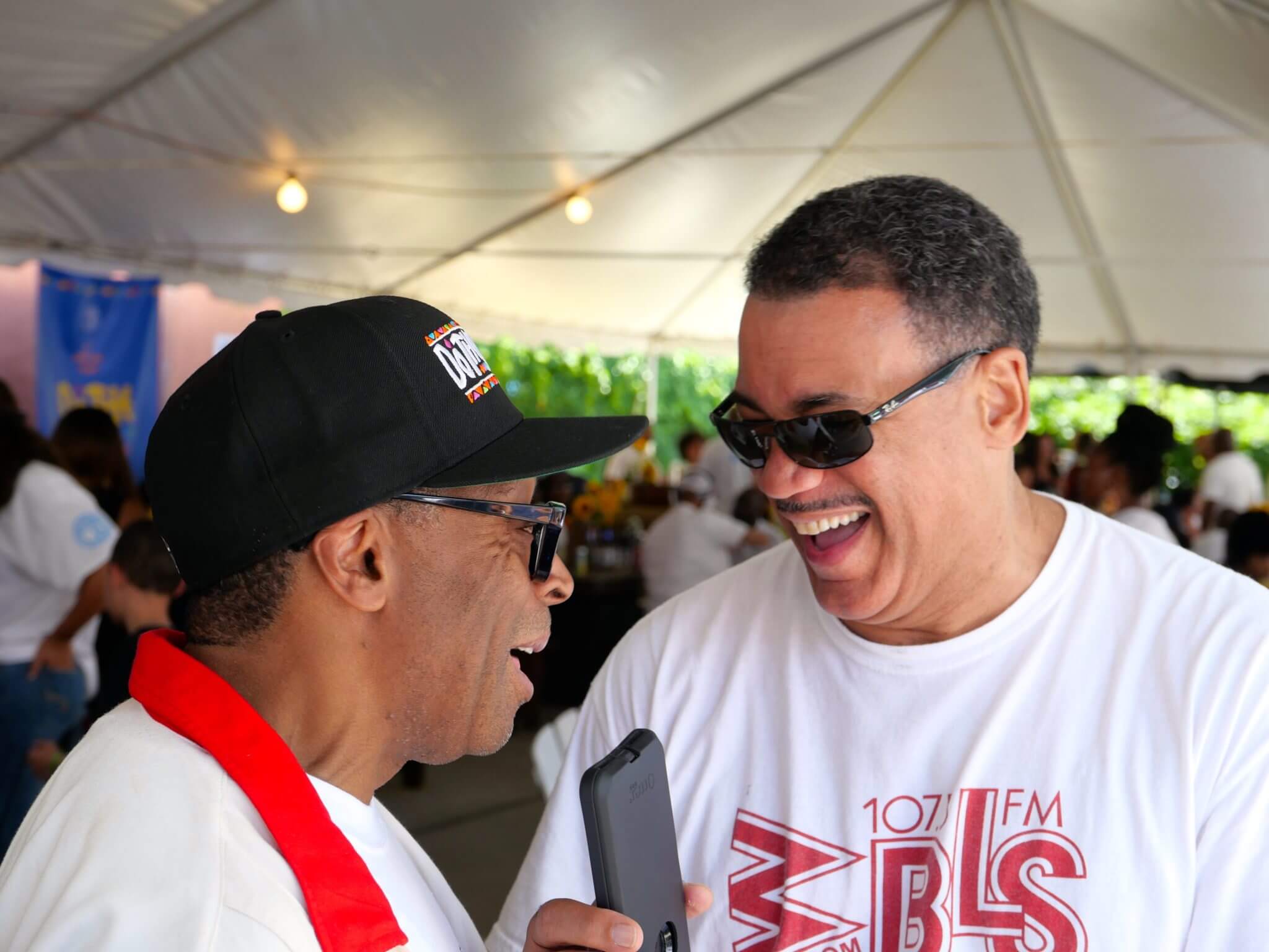 Spike Lee interviewed on location by WBLS' Dr. Bob Lee