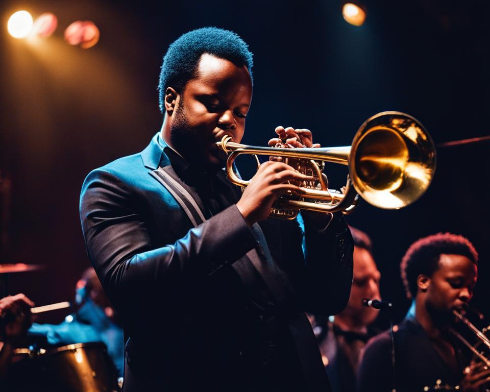 Ambrose Akinmusire playing trumpet