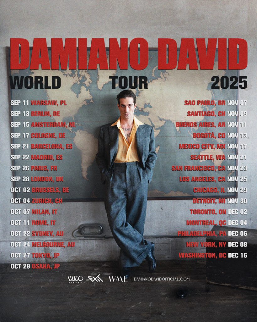 DAMIANO DAVID ANNOUNCES 2025 GLOBAL TOUR DATES